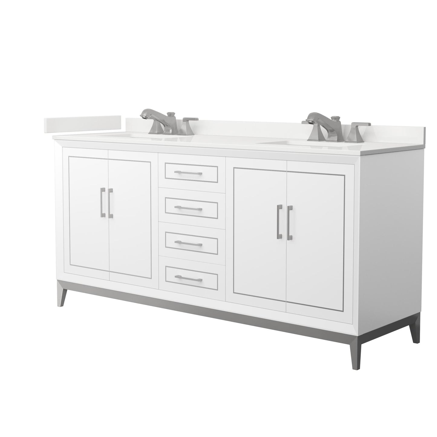 Marlena Bathroom Vanity with Countertop 72 inch Double Sink 3-hole Faucet Setup