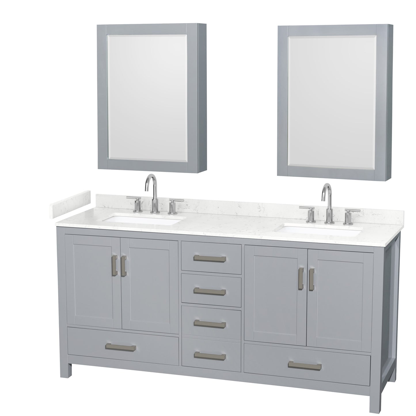 Sheffield Bathroom Vanity with Countertop 72 inch Double Sink 3-hole Faucet Setup