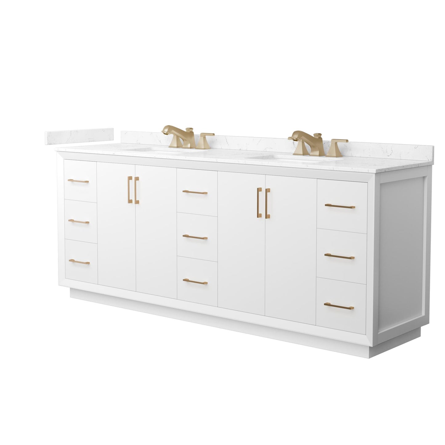 Strada Bathroom Vanity with Countertop 84 inch Double Sink 3-hole Faucet Setup