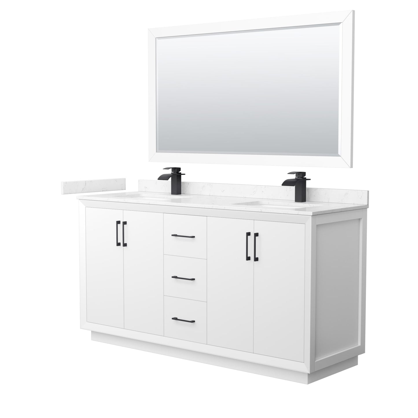 Strada Bathroom Vanity with Countertop 66 inch Double Sink Single hole Faucet Setup