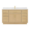 Custom image for Rift Oak with Brushed Gold Trim / Carrara Cultured Marble / No Mirror