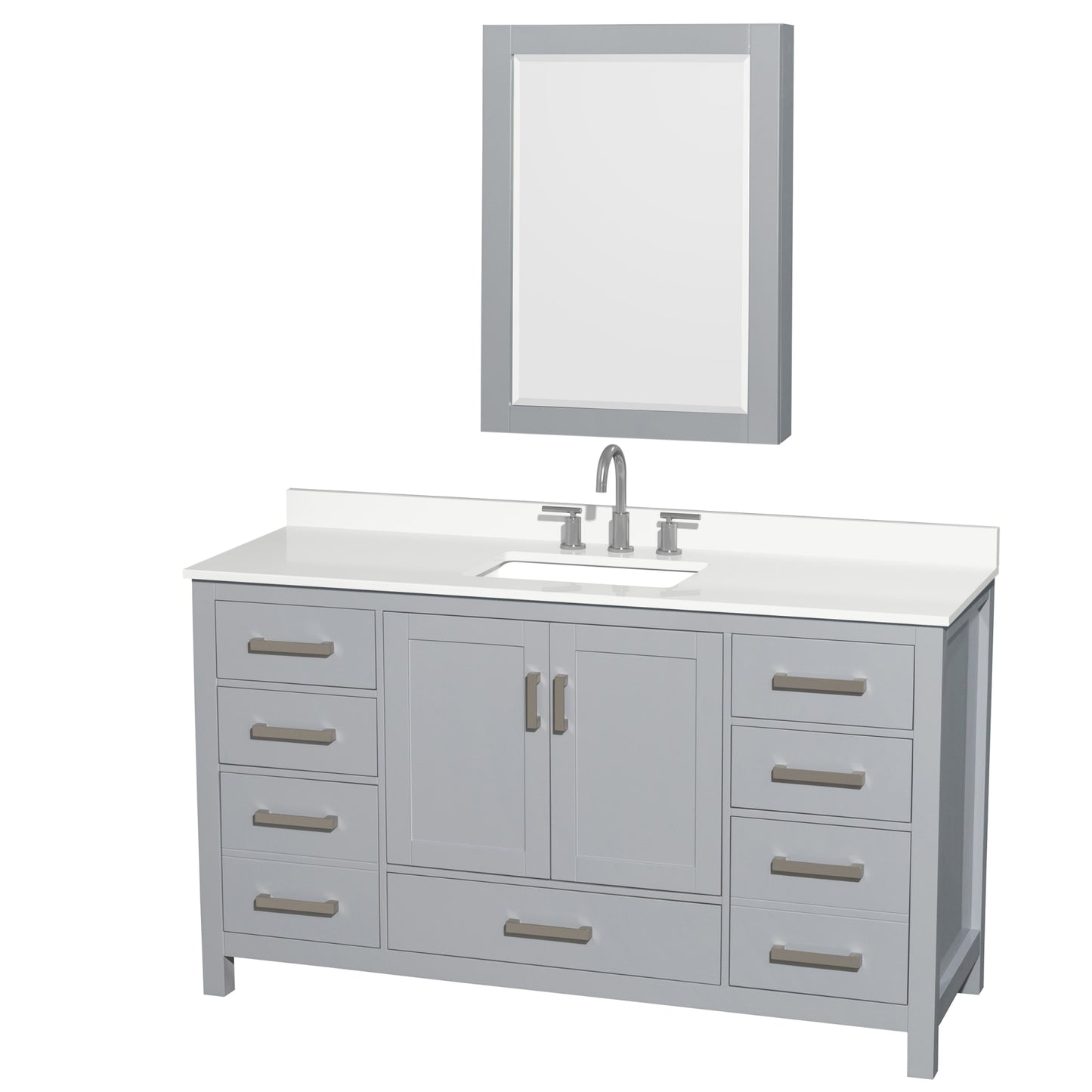 Sheffield Bathroom Vanity with Countertop 60 inch Single Sink 3-hole Faucet Setup