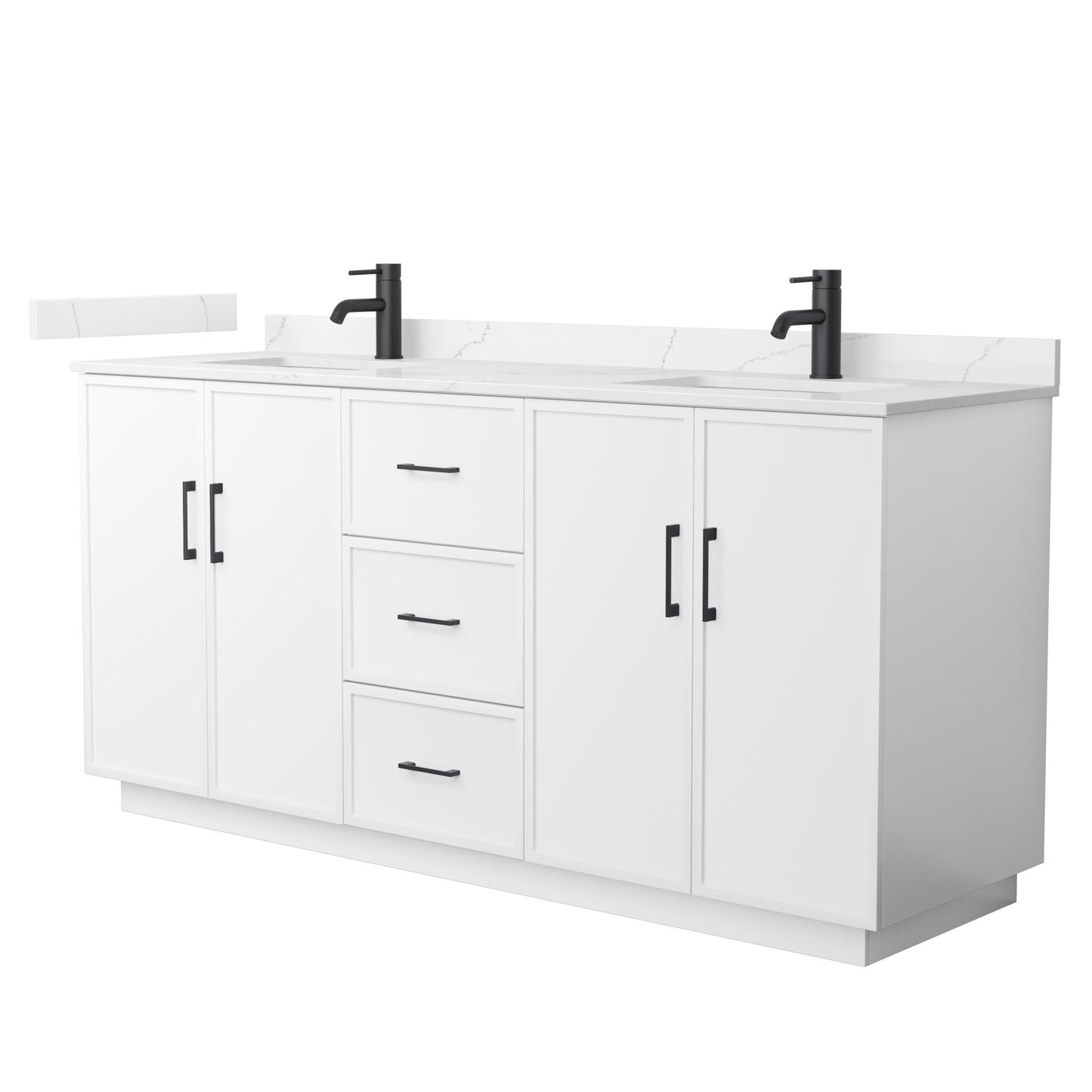 Elan TK Bathroom Vanity with Countertop 72 inch Double Sink Single hole Faucet Setup