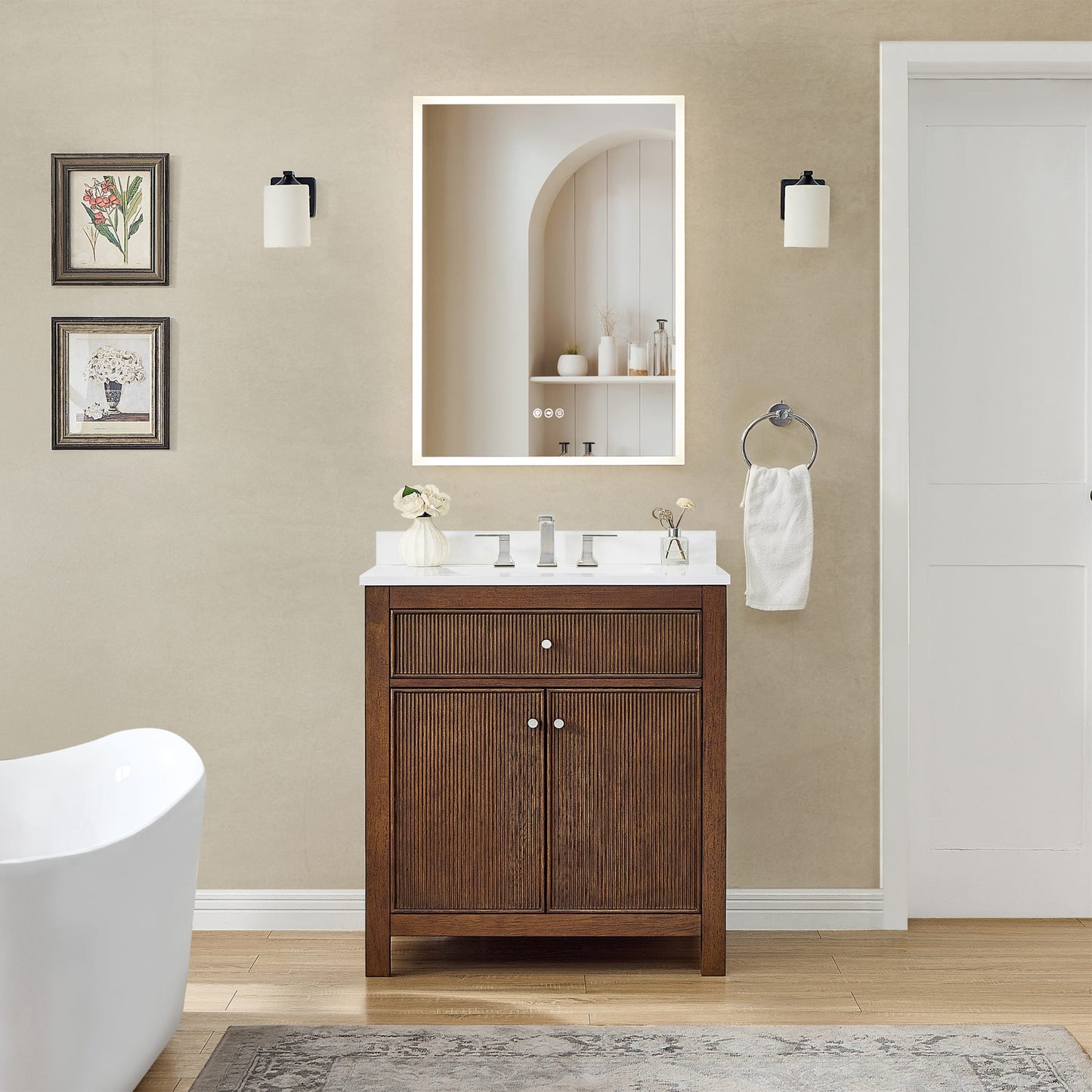 Pendry Bathroom Vanity with Countertop 30 inch Single Sink 3-hole Faucet Setup