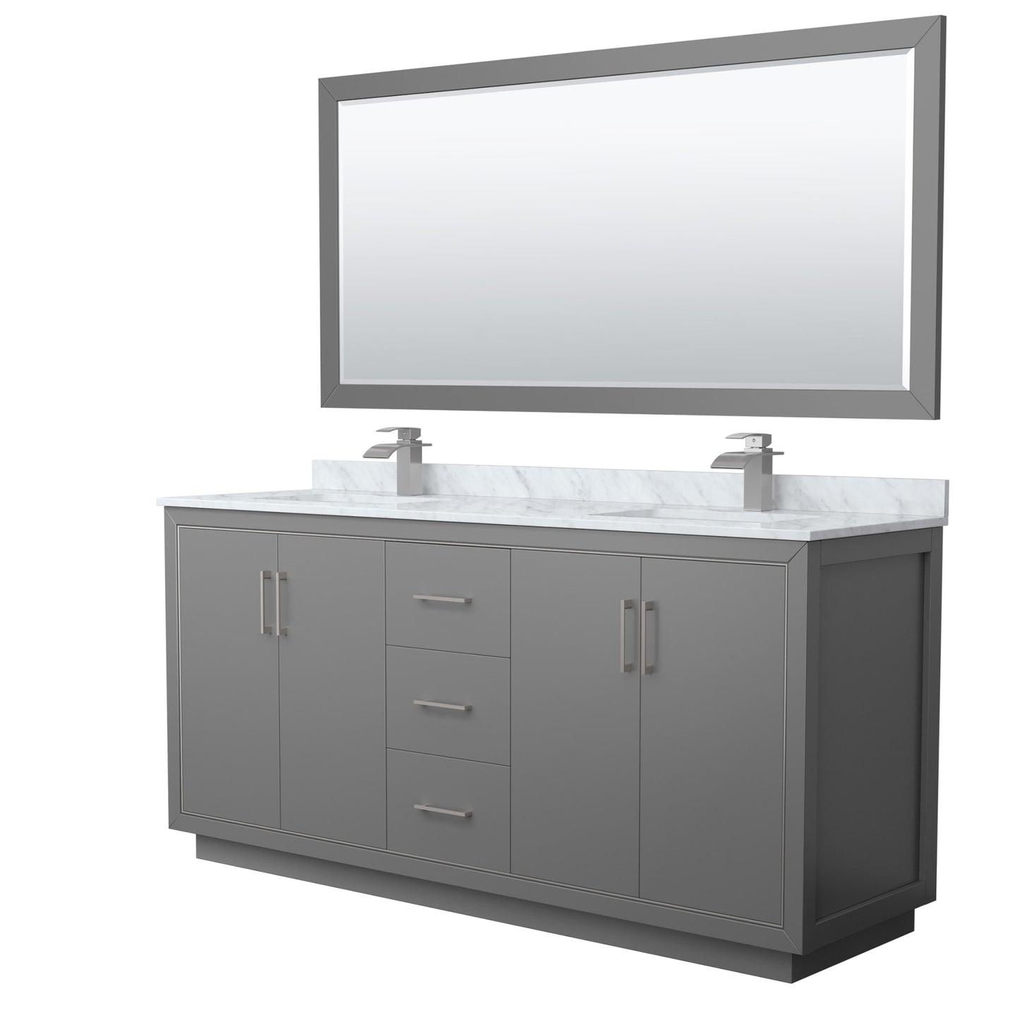 Icon Bathroom Vanity with Countertop 72 inch Double Sink Single hole Faucet Setup
