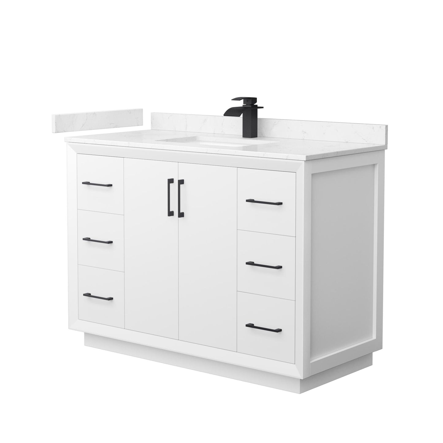 Strada Bathroom Vanity with Countertop 48 inch Single Sink Single hole Faucet Setup