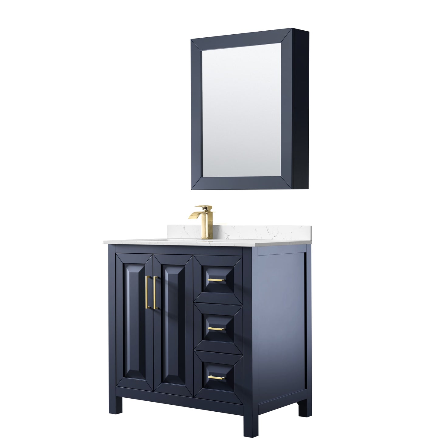 Daria Bathroom Vanity with Countertop 36 inch Single Sink Single hole Faucet Setup