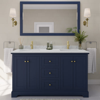 Avery Bathroom Vanity with Countertop 60 inch Double Sink Single hole Faucet Setup