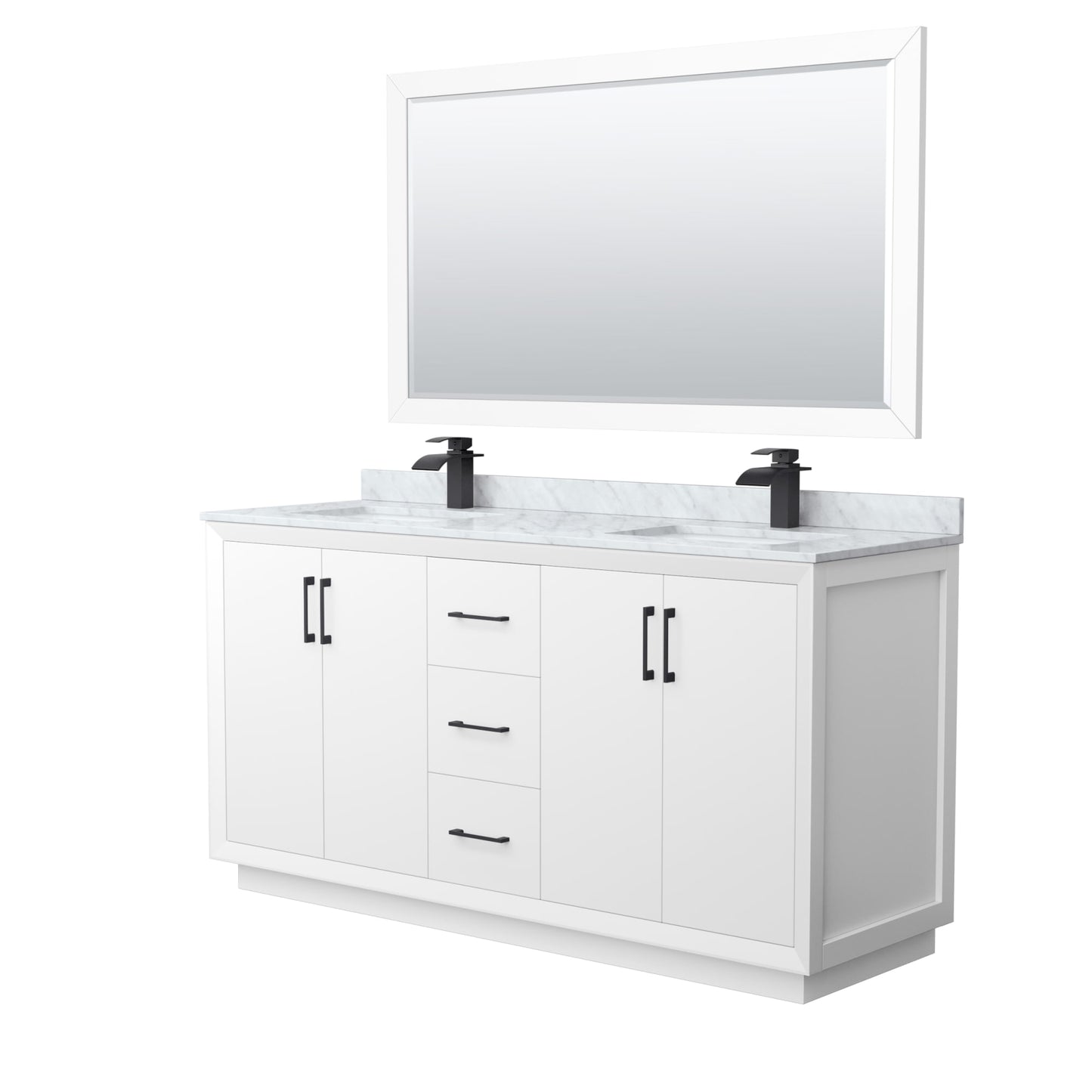 Strada Bathroom Vanity with Countertop 66 inch Double Sink Single hole Faucet Setup