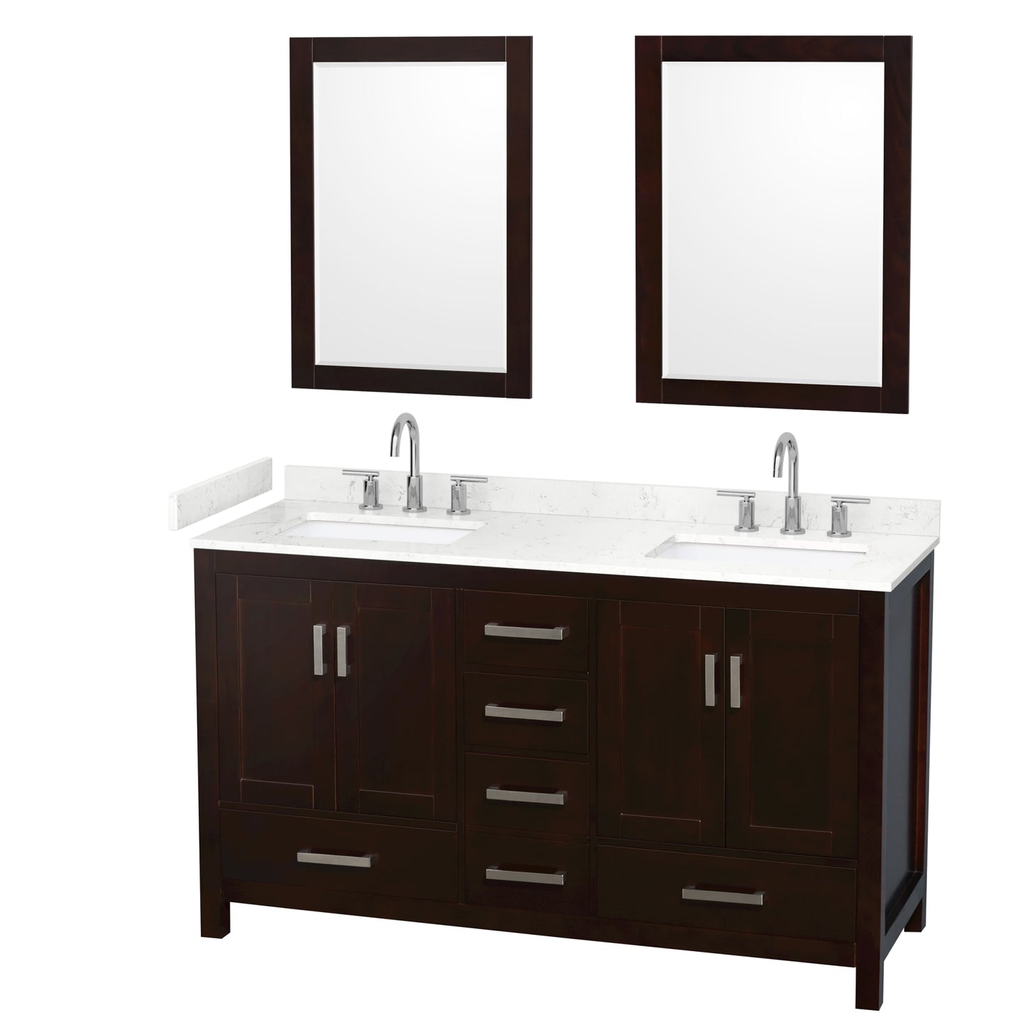 Sheffield Bathroom Vanity with Countertop 60 inch Double Sink 3-hole Faucet Setup