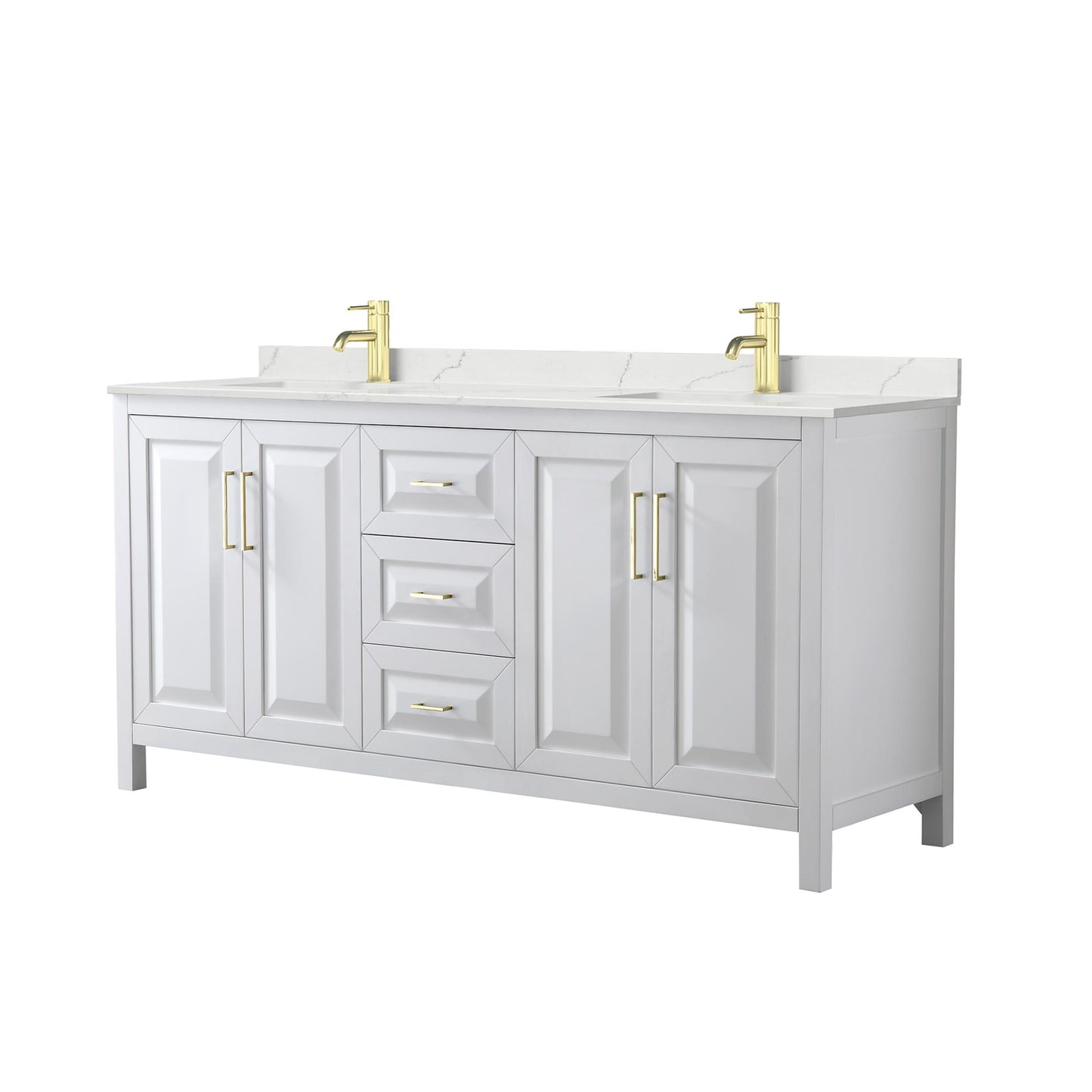 Daria Bathroom Vanity with Countertop 72 inch Double Sink Single hole Faucet Setup