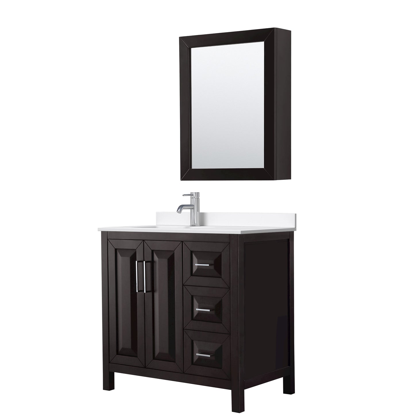 Daria Bathroom Vanity with Countertop 36 inch Single Sink Single hole Faucet Setup