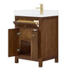 Custom image for Dark Walnut with Brushed Gold Trim / White Cultured Marble / No Mirror