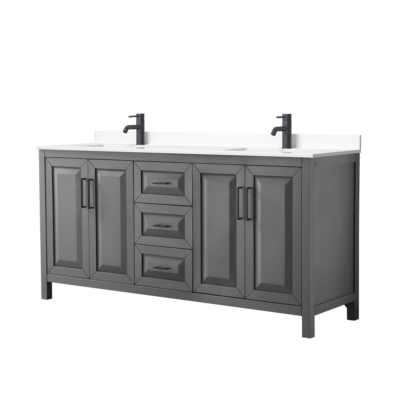 Daria Bathroom Vanity with Countertop 72 inch Double Sink Single hole Faucet Setup