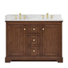Custom image for Dark Walnut with Brushed Gold Trim / Carrara Cultured Marble / No Mirror
