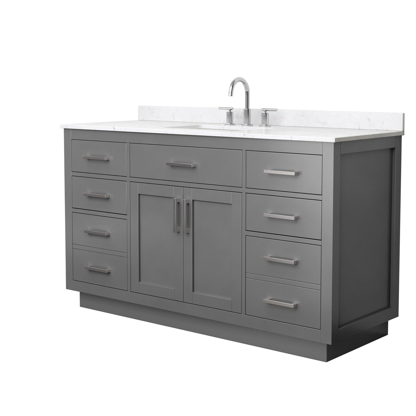 Beckett TK Bathroom Vanity with Countertop 60 inch Single Sink 3-hole Faucet Setup