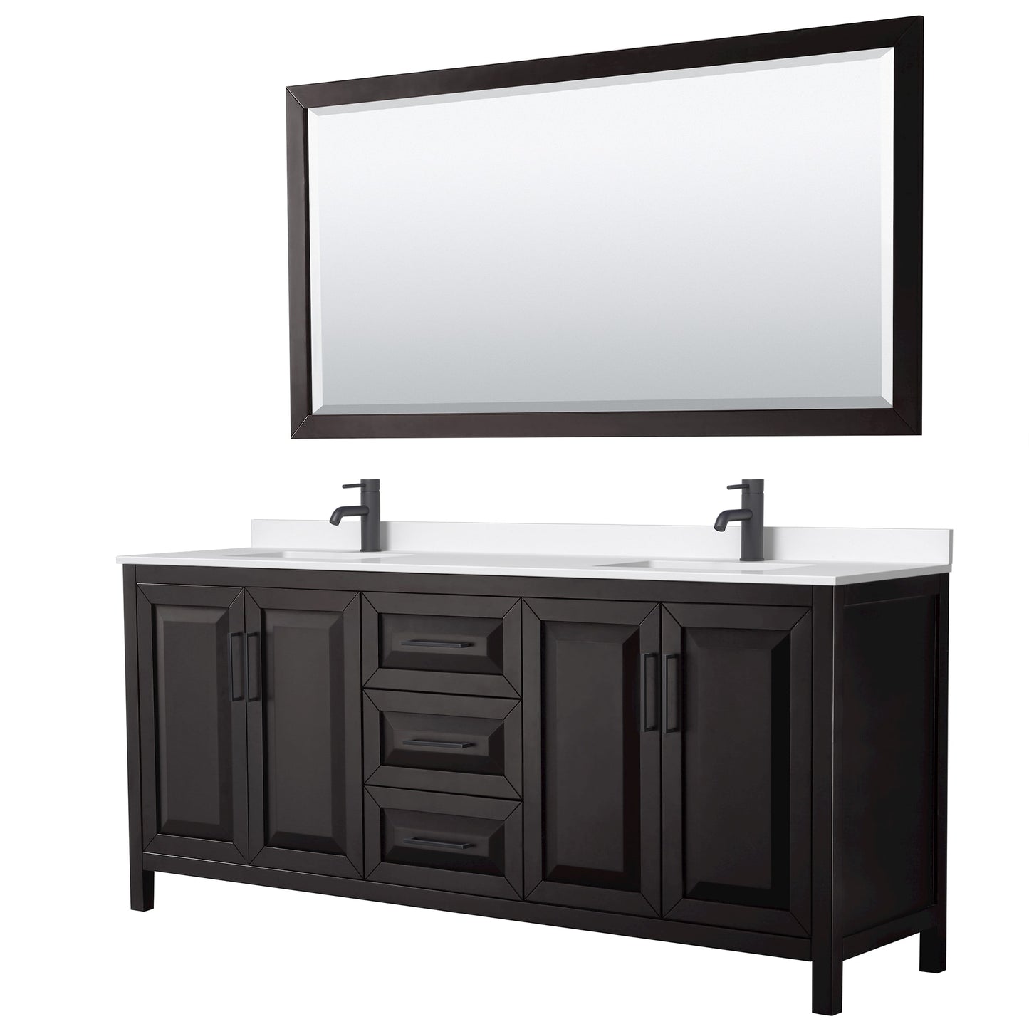 Daria Bathroom Vanity with Countertop 80 inch Double Sink Single hole Faucet Setup