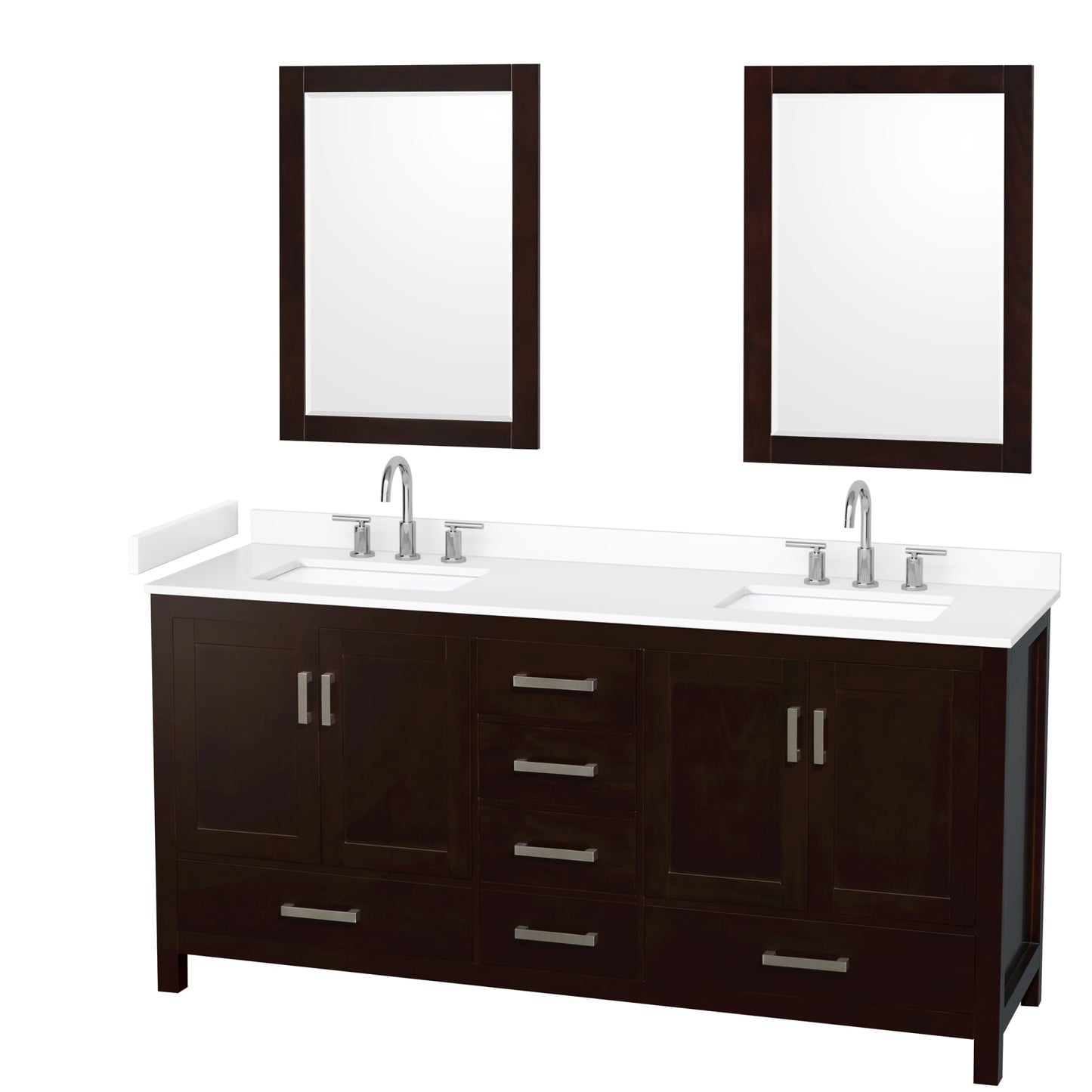 Sheffield Bathroom Vanity with Countertop 72 inch Double Sink 3-hole Faucet Setup