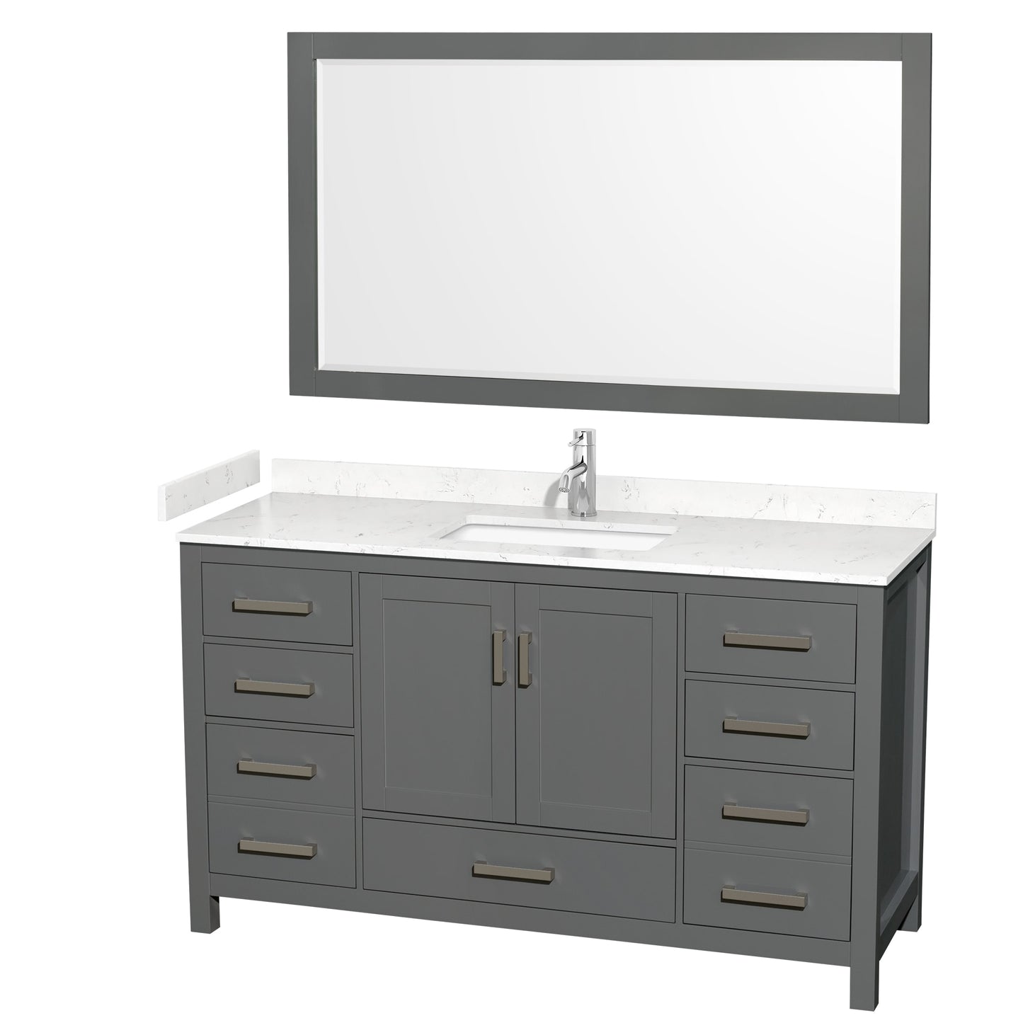 Sheffield Bathroom Vanity with Countertop 60 inch Single Sink Single hole Faucet Setup