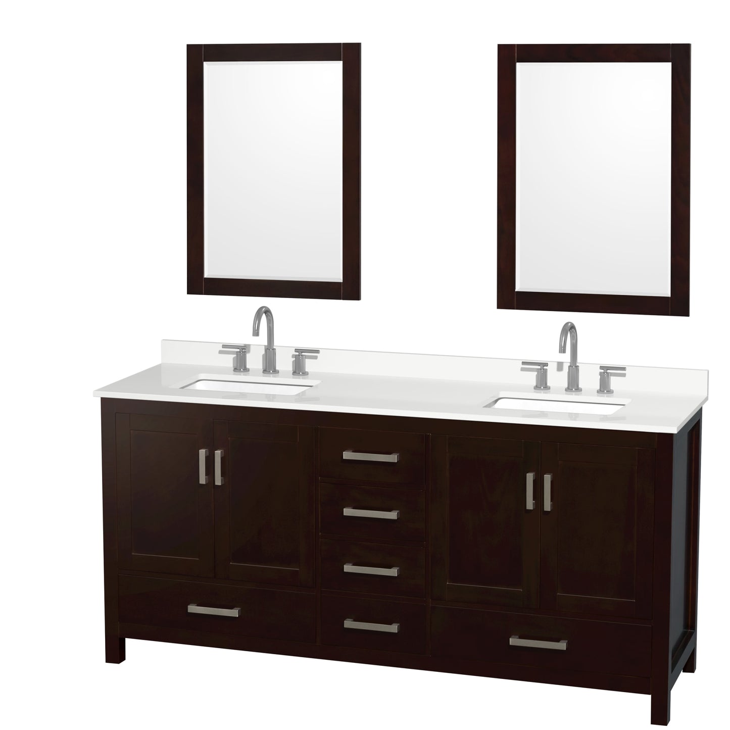 Sheffield Bathroom Vanity with Countertop 72 inch Double Sink 3-hole Faucet Setup