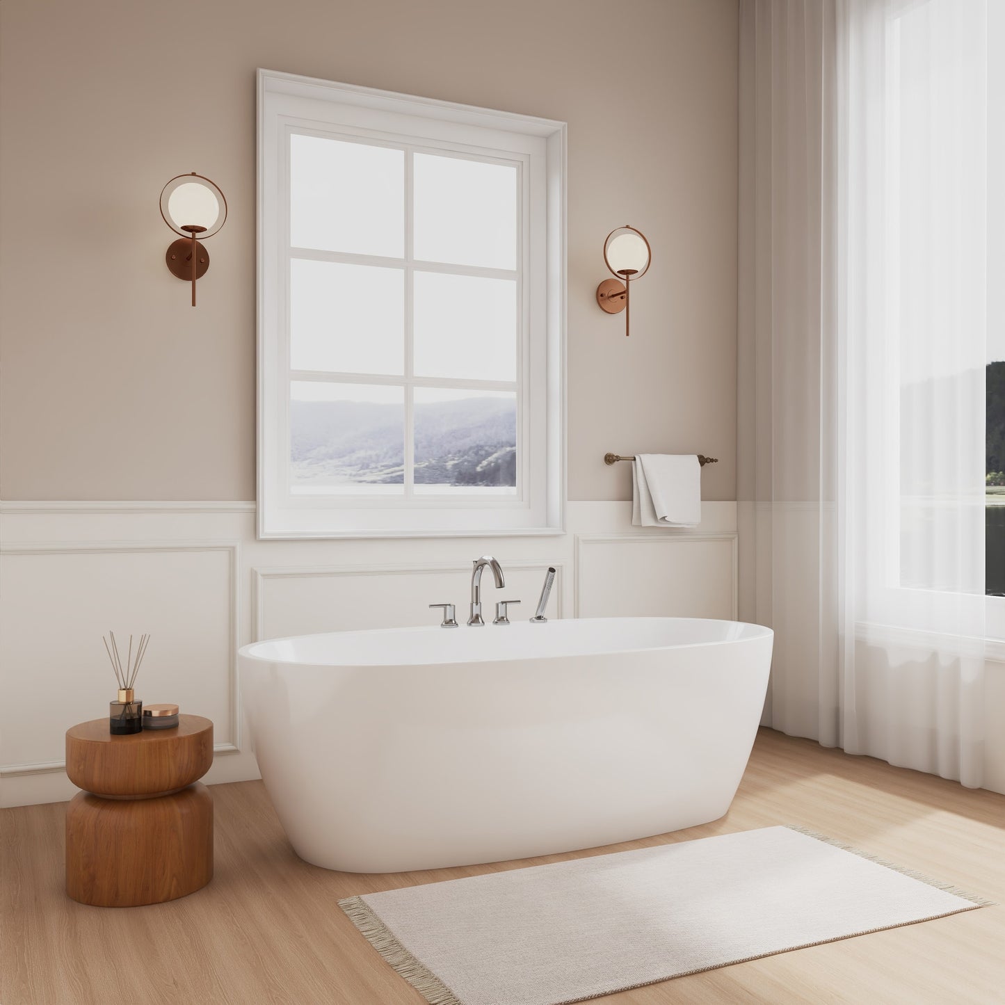Astrid Freestanding Acrylic Bathtub No Faucet 67 inch
