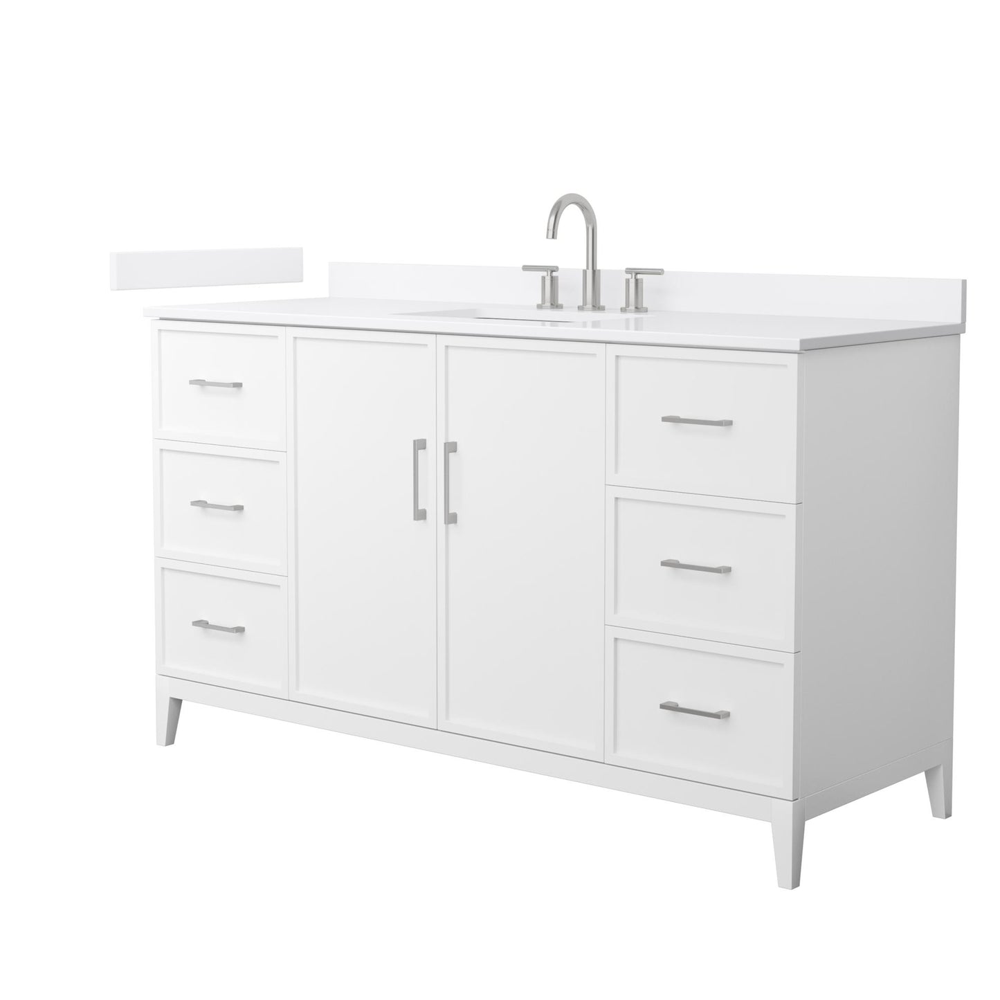 Elan Bathroom Vanity with Countertop 60 inch Single Sink 3-hole Faucet Setup
