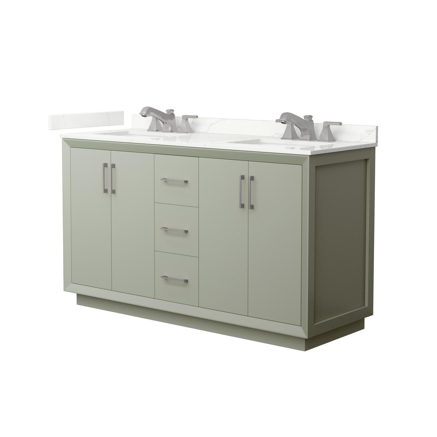 Strada Bathroom Vanity with Countertop 60 inch Double Sink 3-hole Faucet Setup
