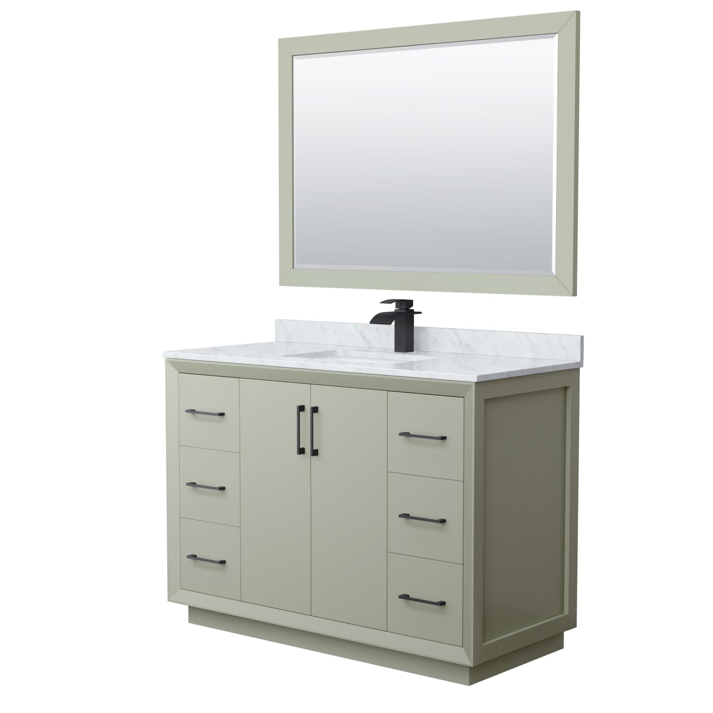 Strada Bathroom Vanity with Countertop 48 inch Single Sink Single hole Faucet Setup