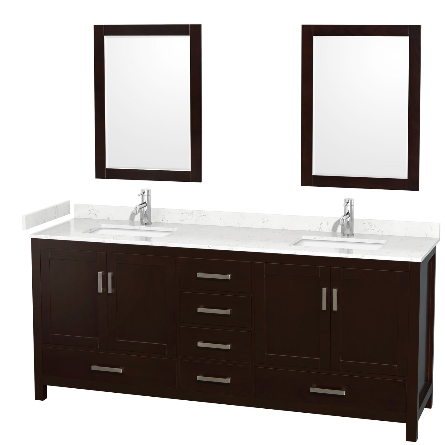 Sheffield Bathroom Vanity with Countertop 80 inch Double Sink Single hole Faucet Setup