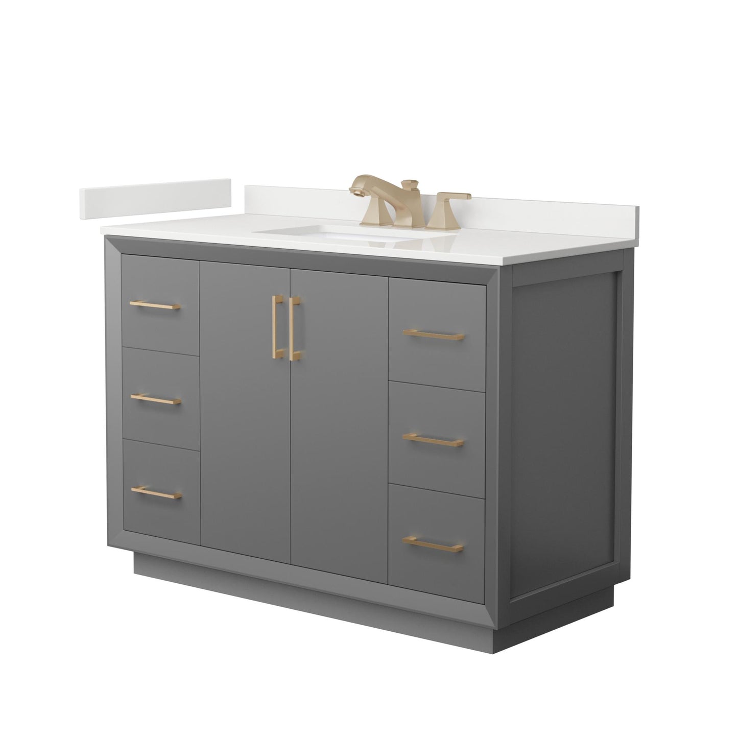 Strada Bathroom Vanity with Countertop 48 inch Single Sink 3-hole Faucet Setup