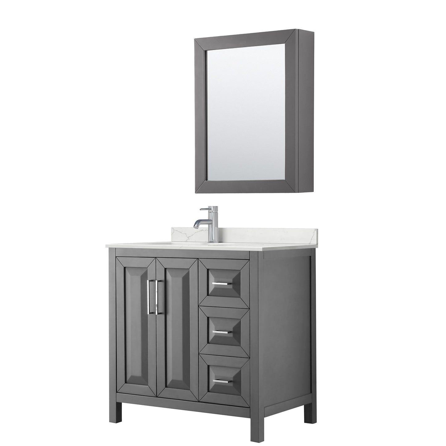 Daria Bathroom Vanity with Countertop 36 inch Single Sink Single hole Faucet Setup