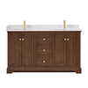 Custom image for Dark Walnut with Brushed Gold Trim / Carrara Cultured Marble / No Mirror