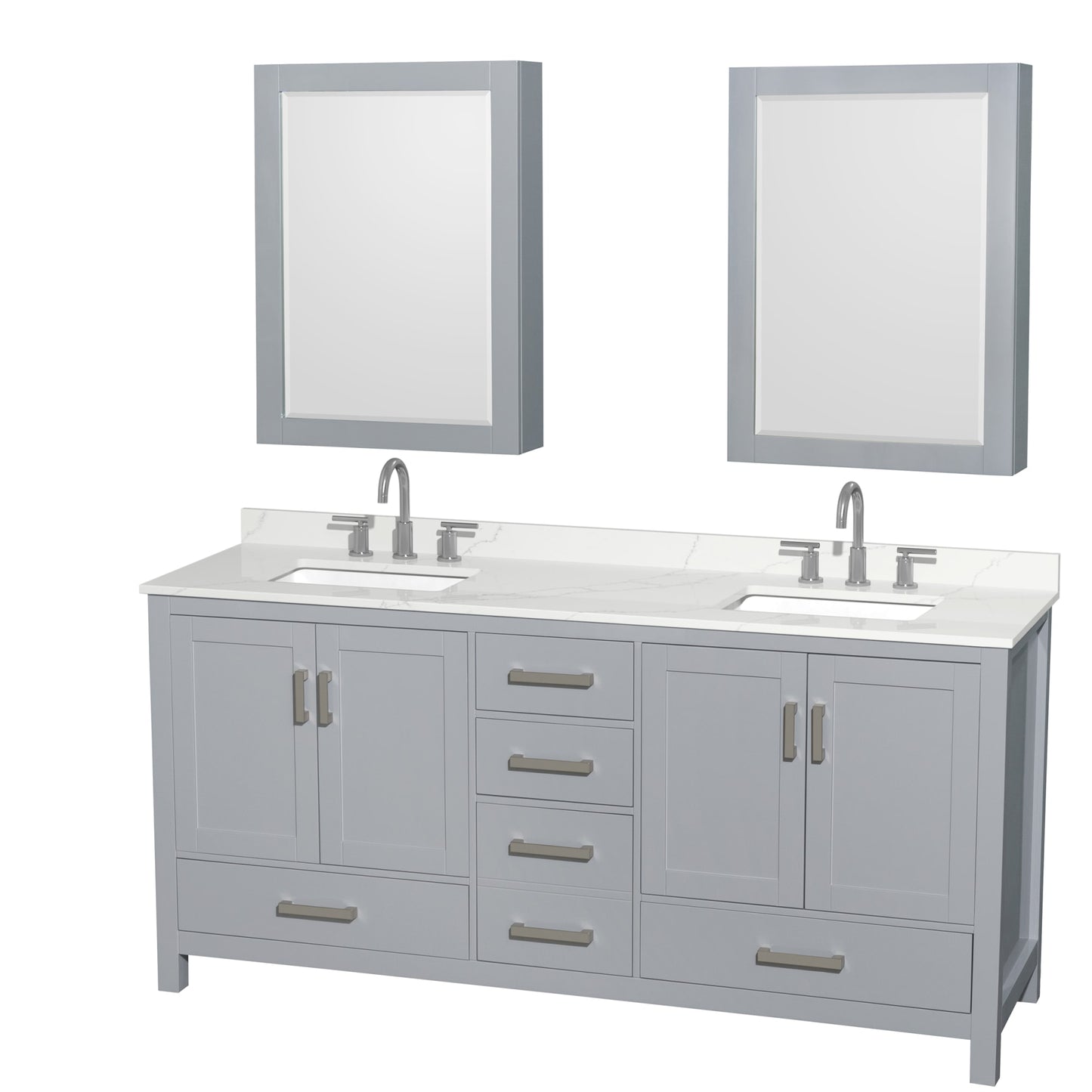Sheffield Bathroom Vanity with Countertop 72 inch Double Sink 3-hole Faucet Setup