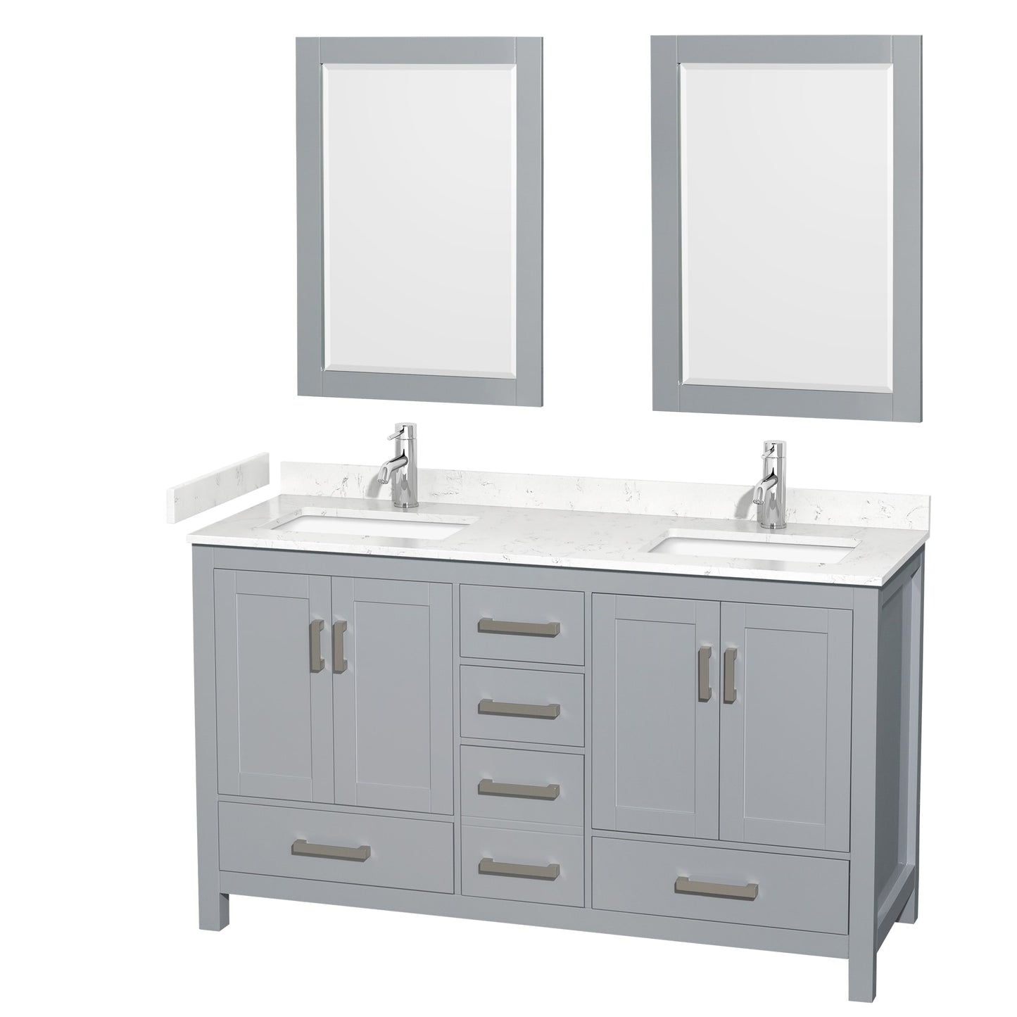 Sheffield Bathroom Vanity with Countertop 60 inch Double Sink Single hole Faucet Setup