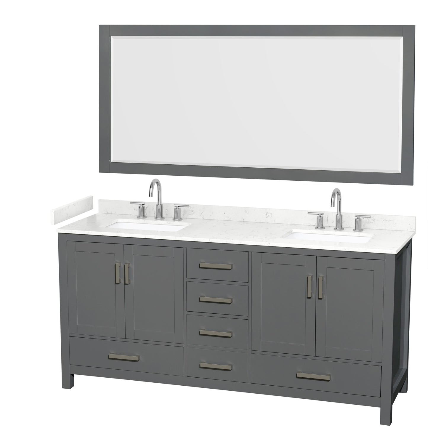 Sheffield Bathroom Vanity with Countertop 72 inch Double Sink 3-hole Faucet Setup