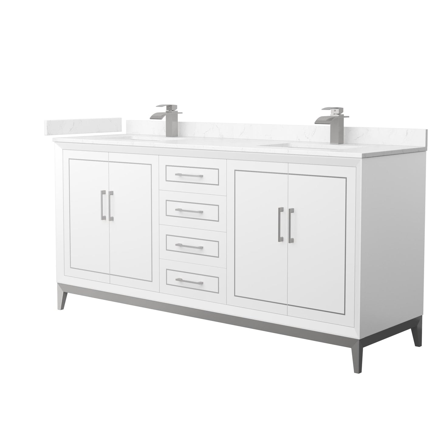 Marlena Bathroom Vanity with Countertop 72 inch Double Sink Single hole Faucet Setup