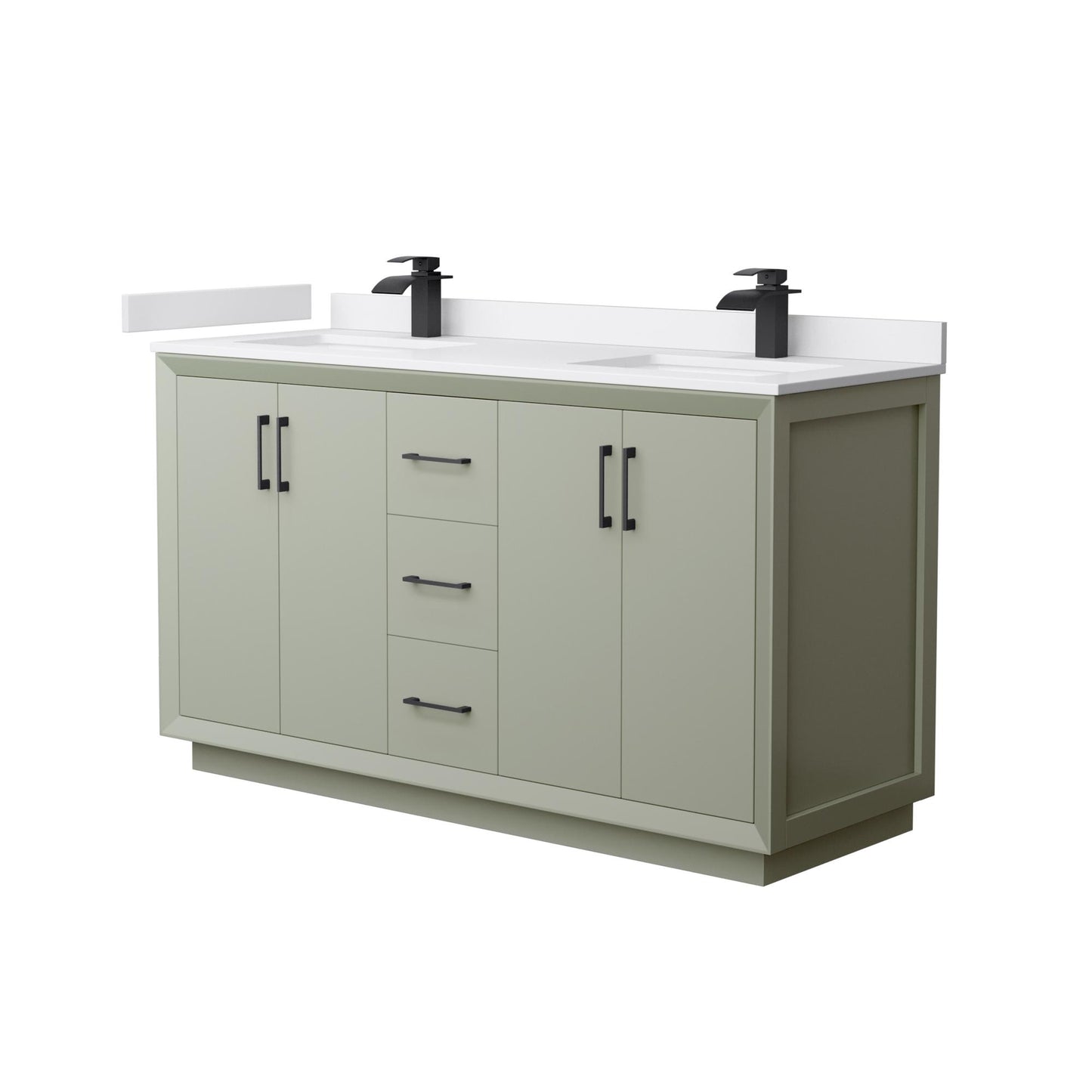 Strada Bathroom Vanity with Countertop 60 inch Double Sink Single hole Faucet Setup