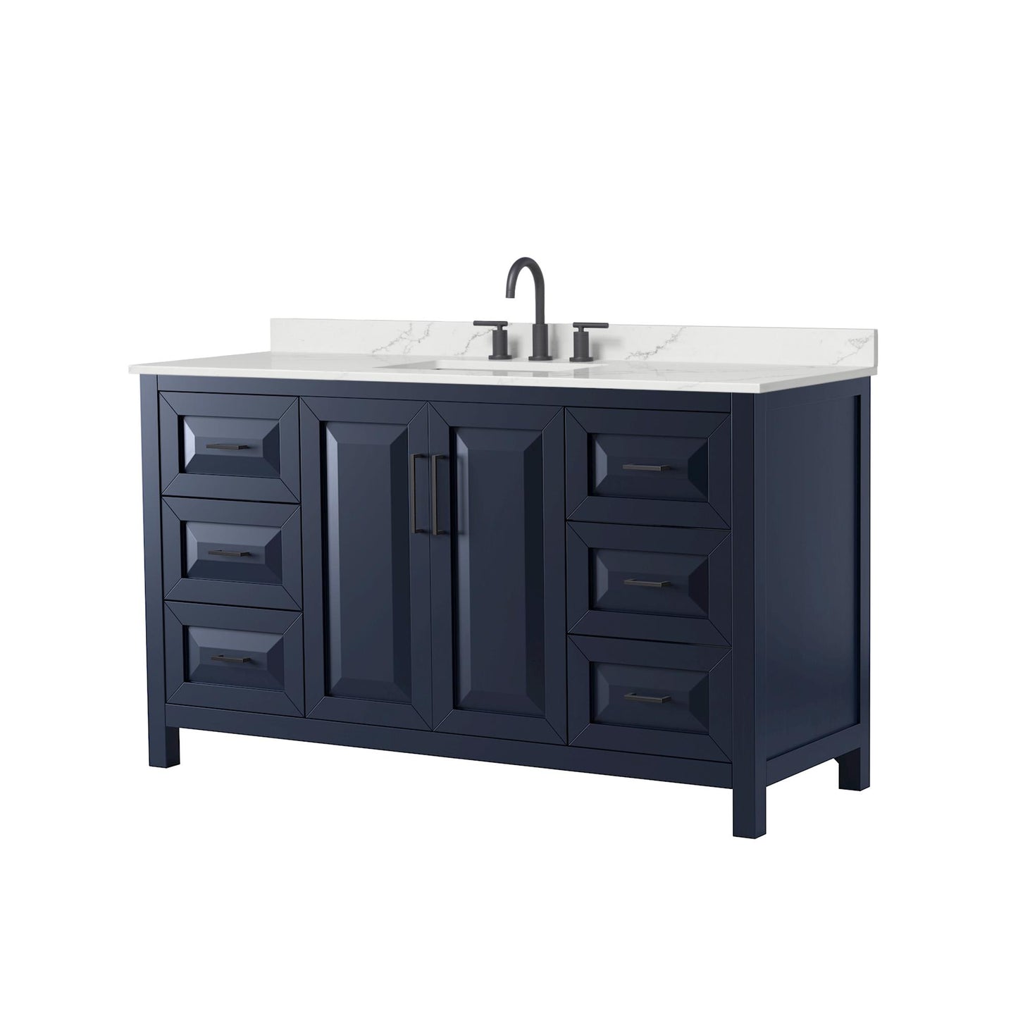Daria Bathroom Vanity with Countertop 60 inch Single Sink 3-hole Faucet Setup