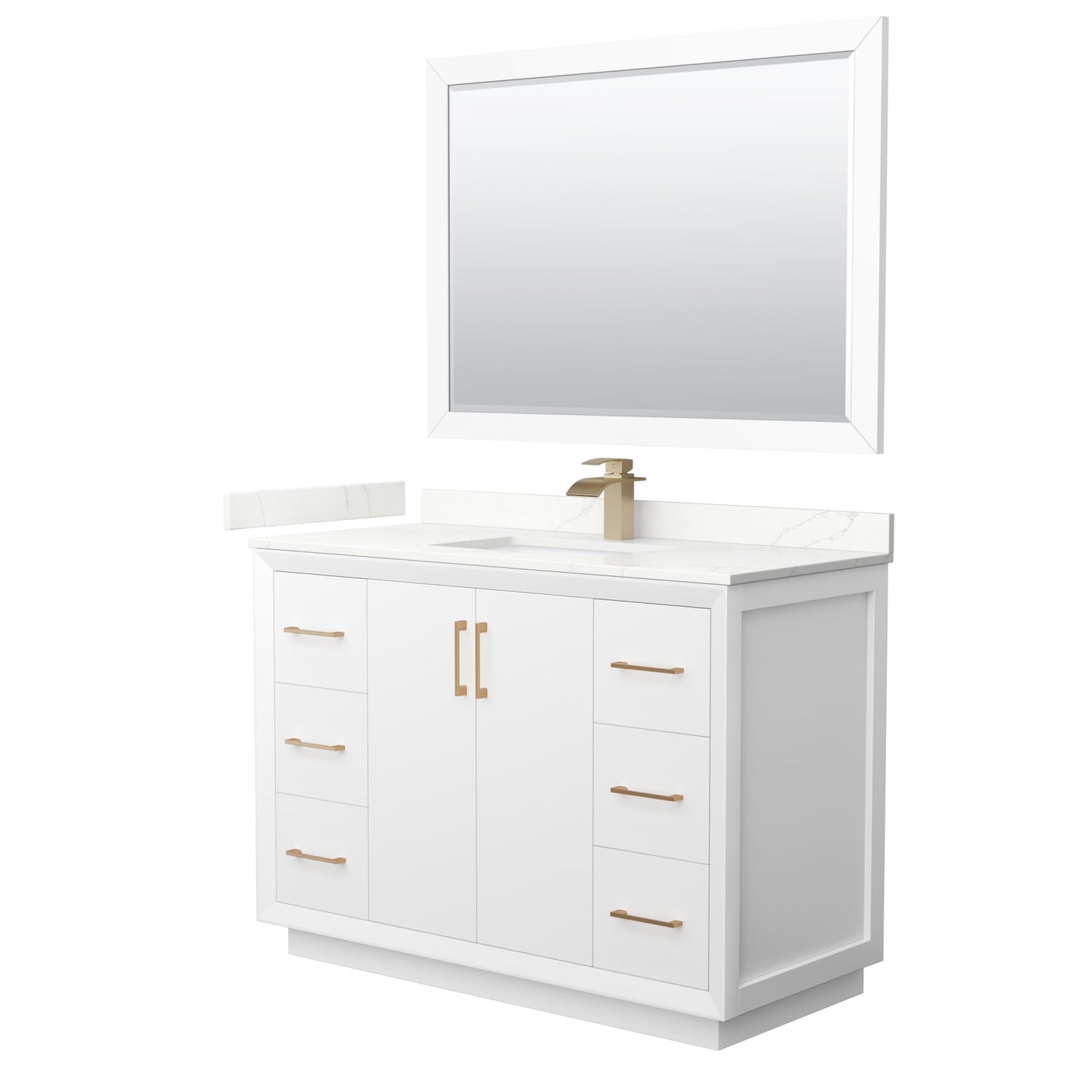 Strada Bathroom Vanity with Countertop 48 inch Single Sink Single hole Faucet Setup