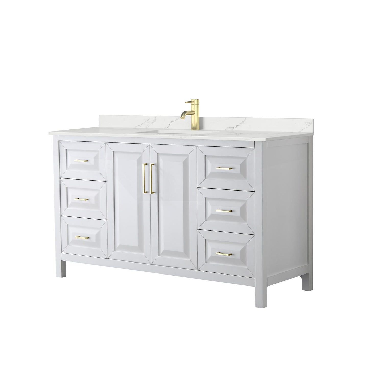 Daria Bathroom Vanity with Countertop 60 inch Single Sink Single hole Faucet Setup