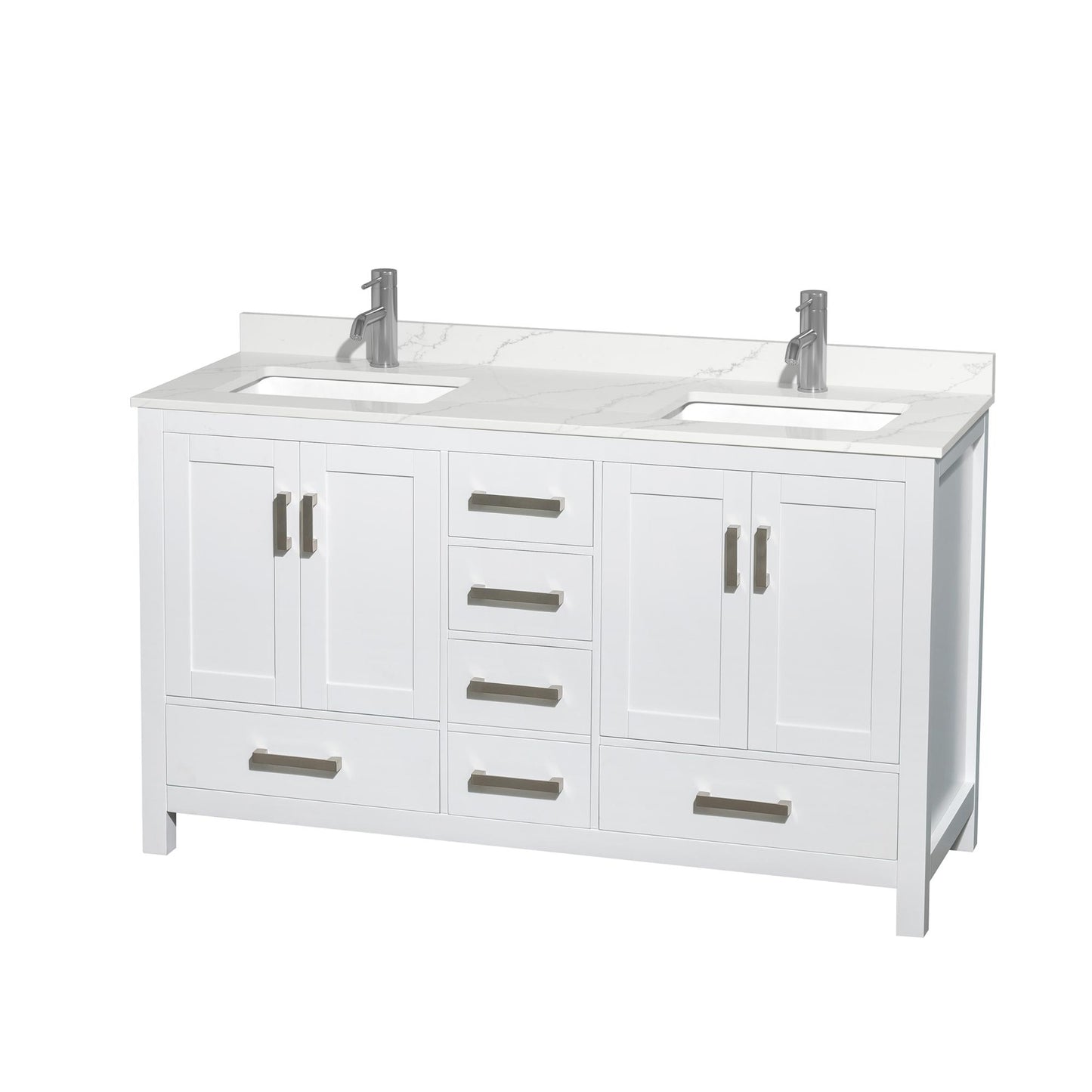 Sheffield Bathroom Vanity with Countertop 60 inch Double Sink Single hole Faucet Setup