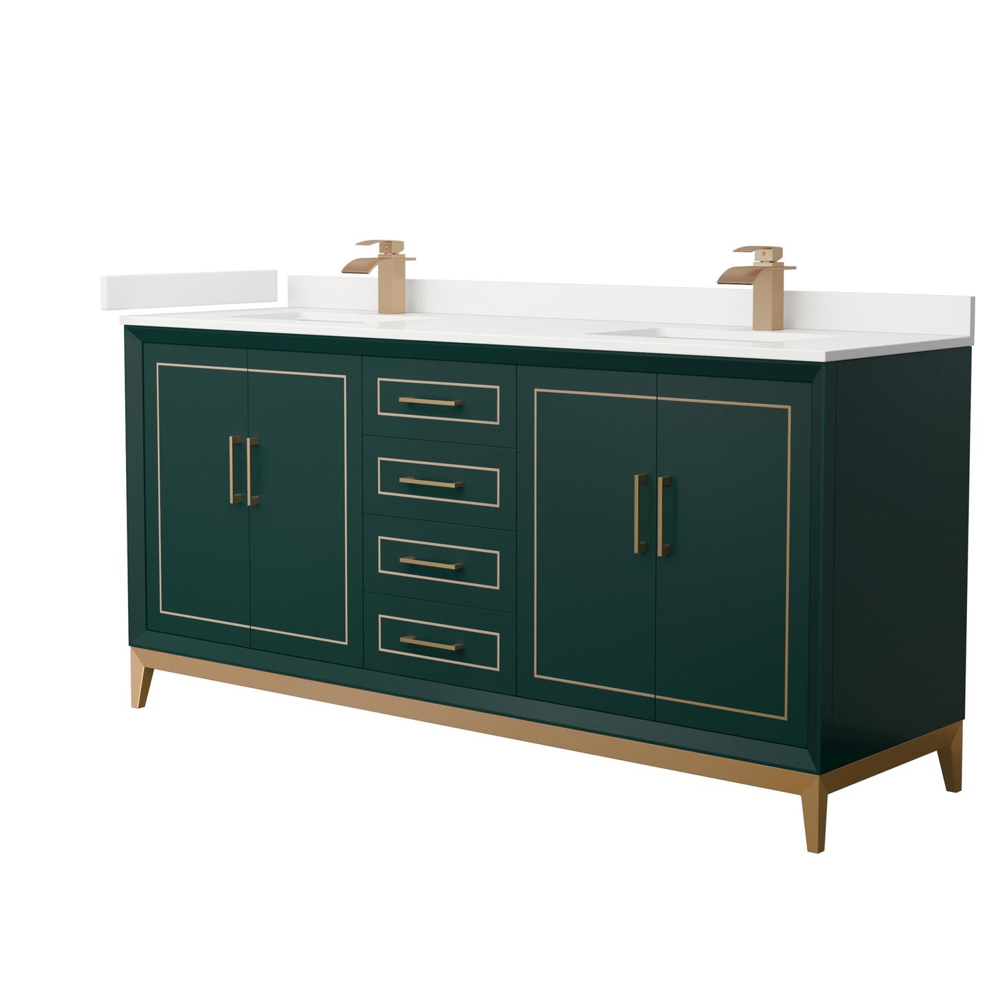 Marlena Bathroom Vanity with Countertop 72 inch Double Sink Single hole Faucet Setup