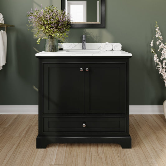 Deborah Bathroom Vanity with Countertop 36 inch Single Sink Single hole Faucet Setup