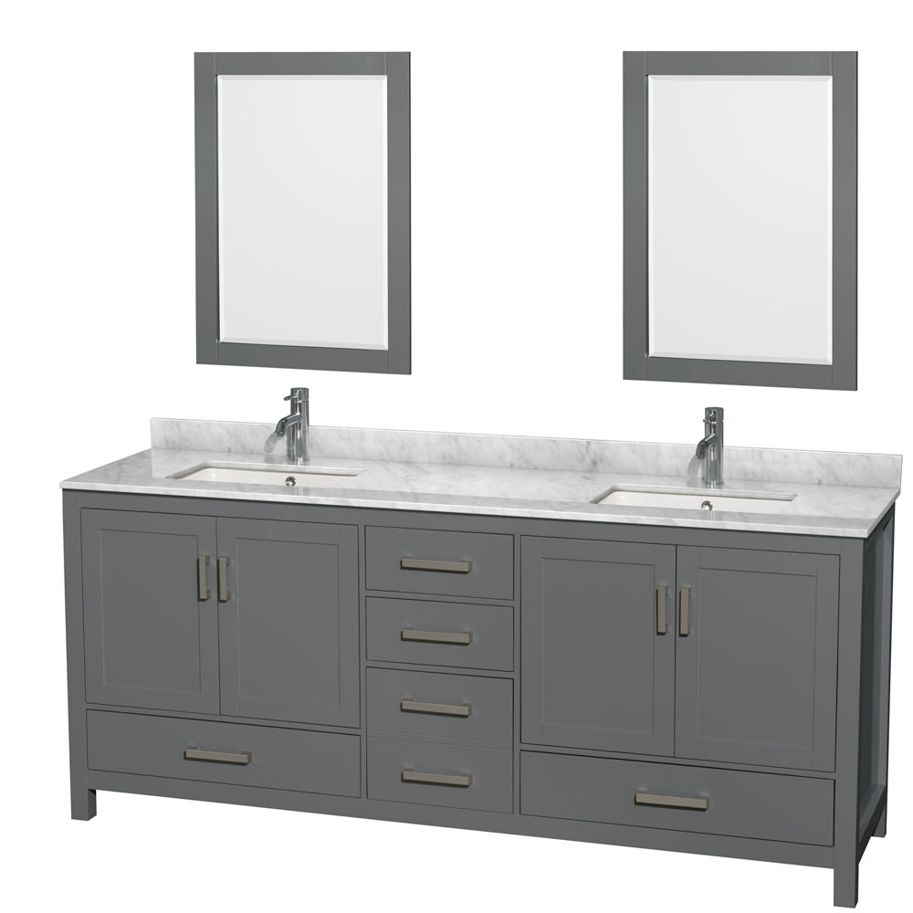 Sheffield Bathroom Vanity with Countertop 80 inch Double Sink Single hole Faucet Setup