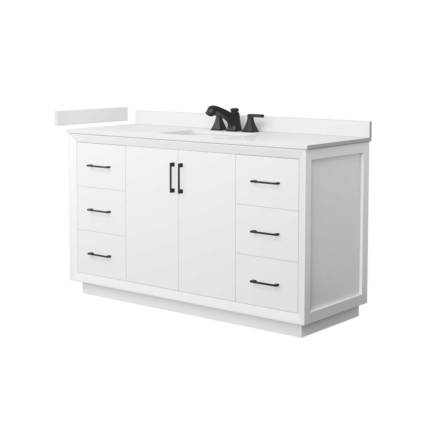 Strada Bathroom Vanity with Countertop 60 inch Single Sink 3-hole Faucet Setup