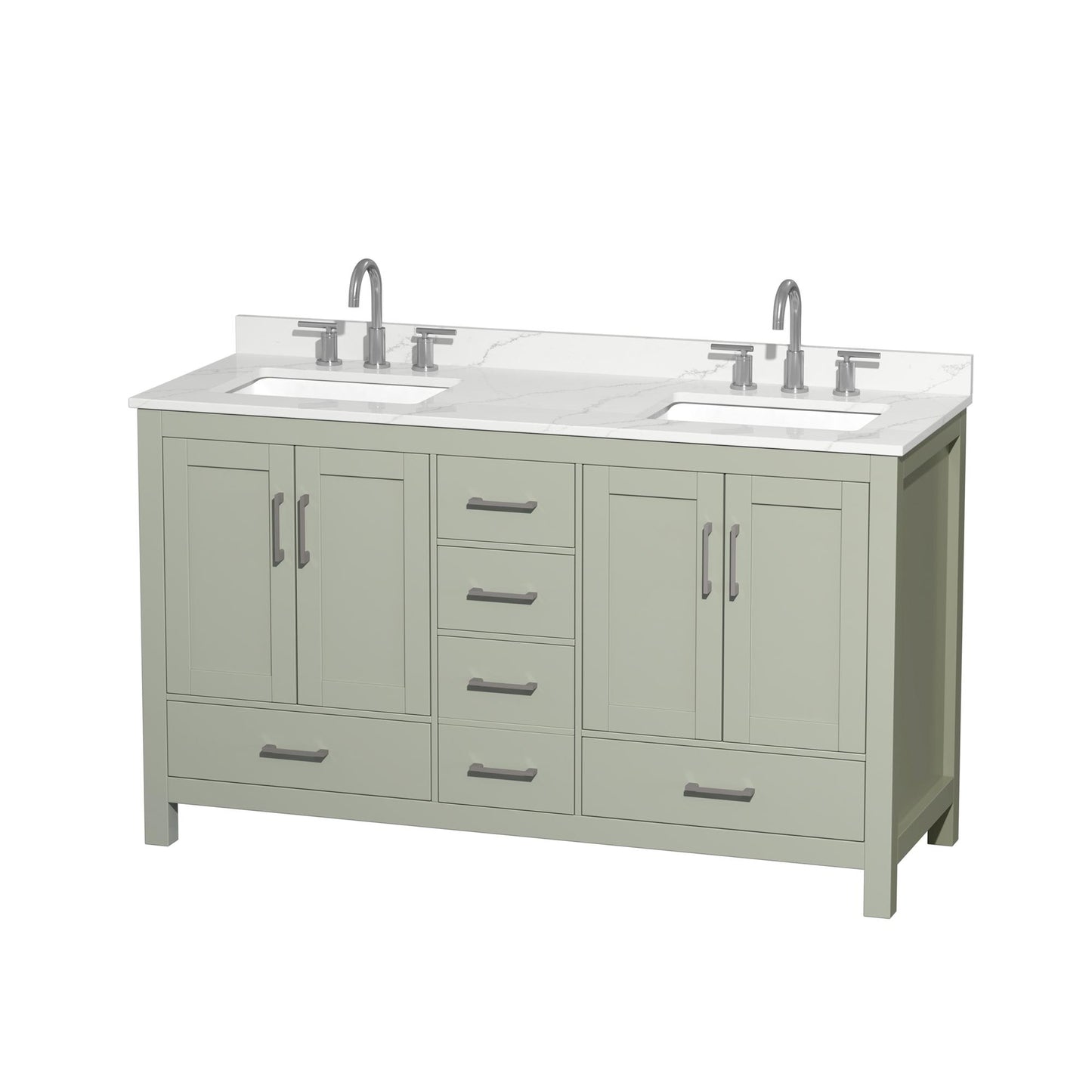 Sheffield Bathroom Vanity with Countertop 60 inch Double Sink 3-hole Faucet Setup