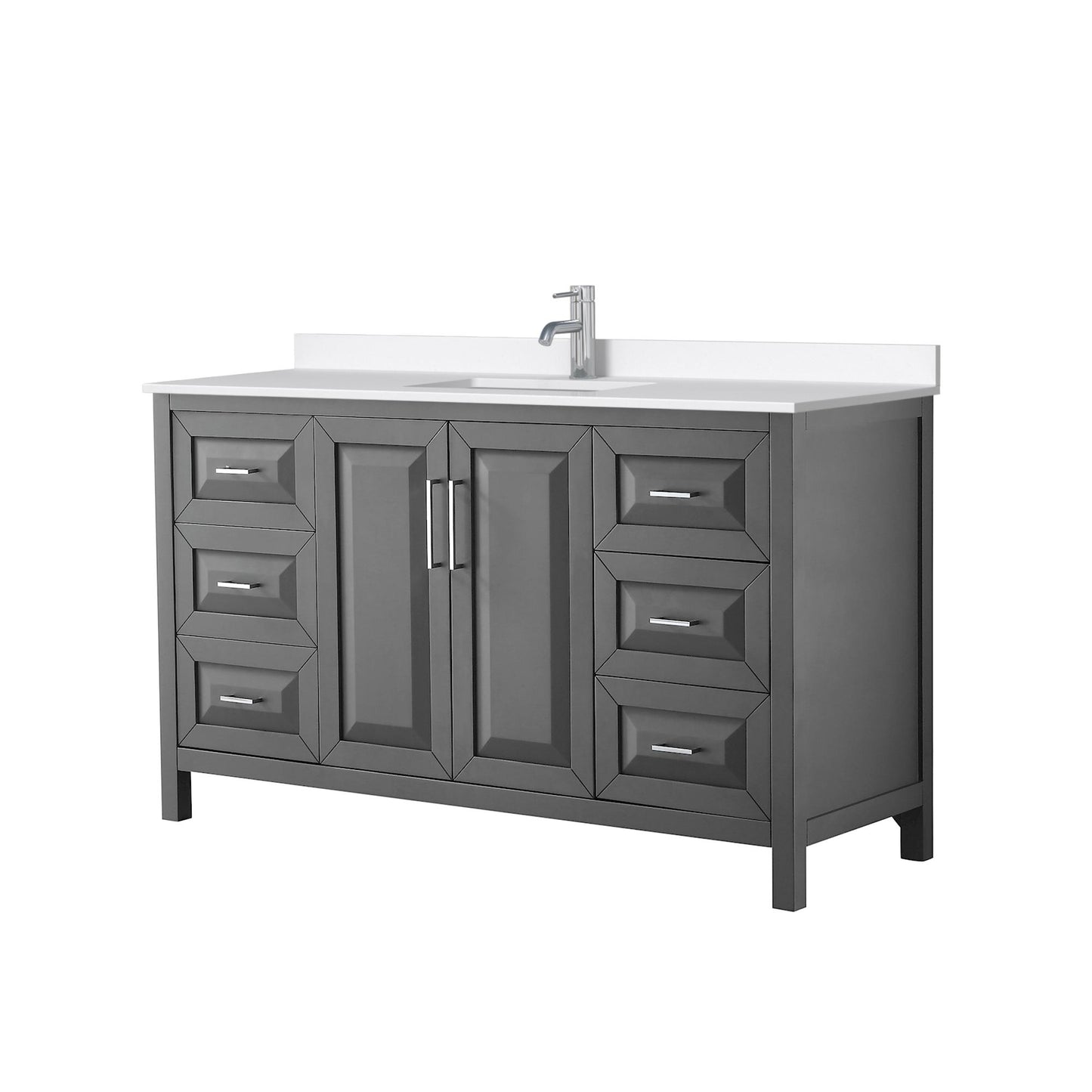 Daria Bathroom Vanity with Countertop 60 inch Single Sink Single hole Faucet Setup