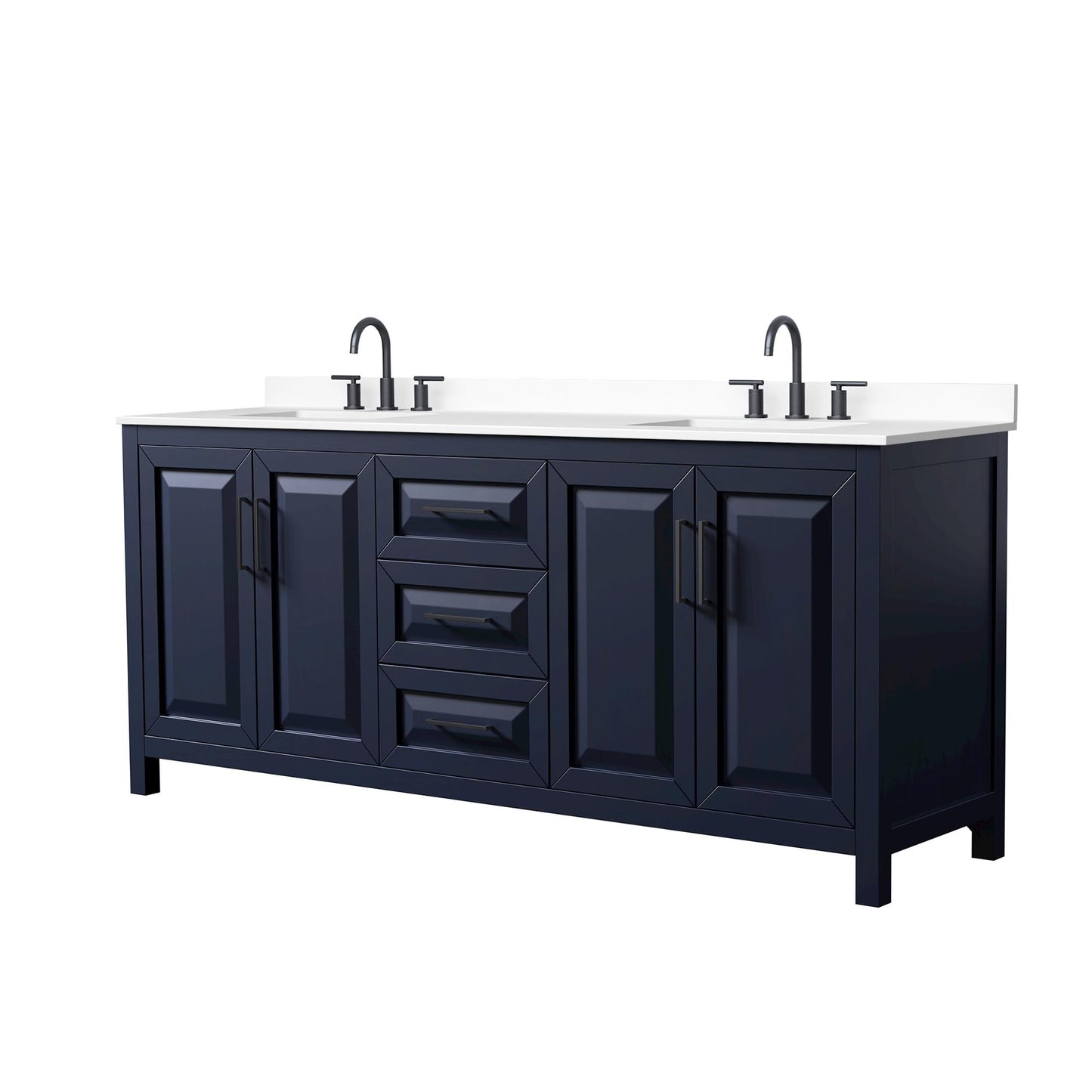 Daria Bathroom Vanity with Countertop 80 inch Double Sink 3-hole Faucet Setup