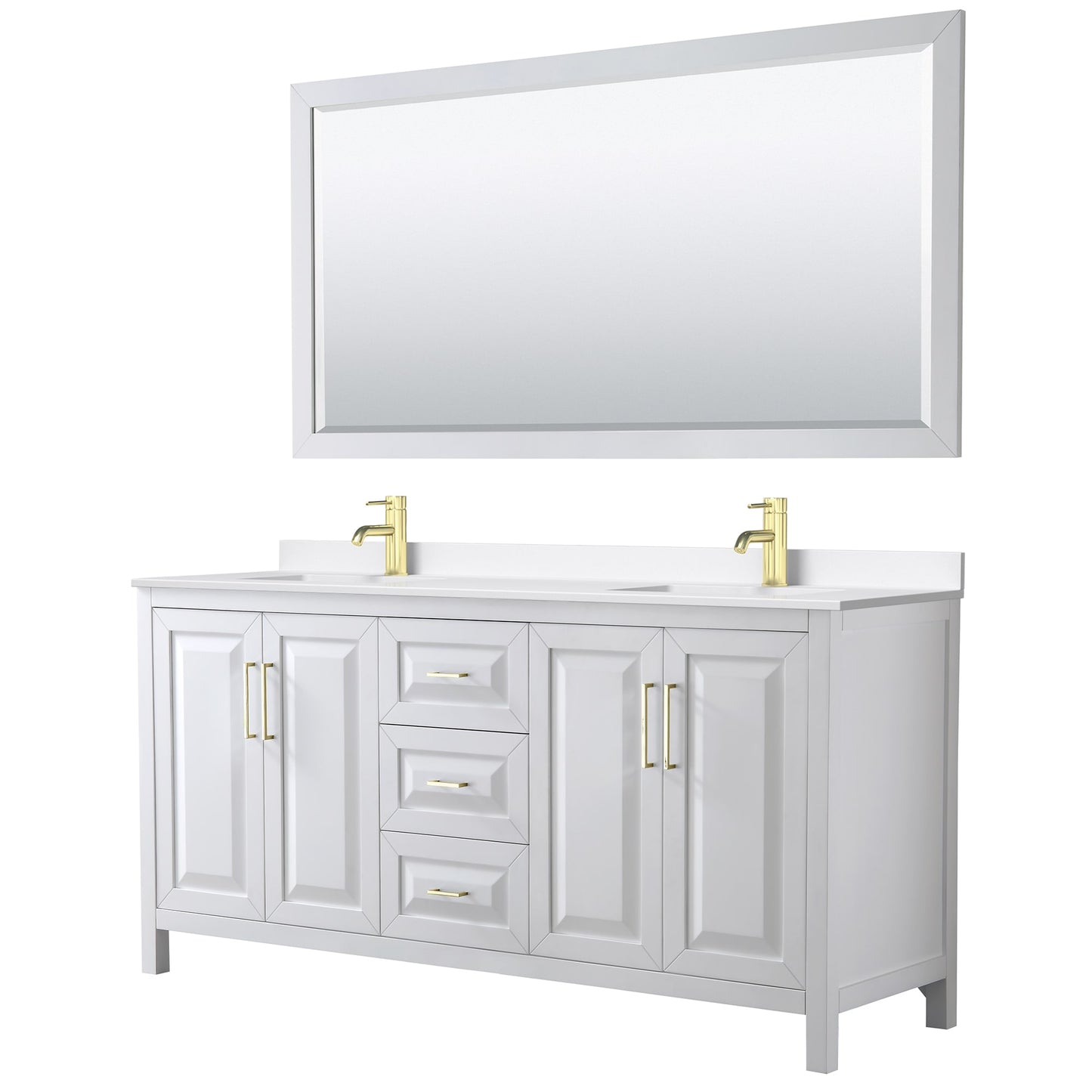 Daria Bathroom Vanity with Countertop 72 inch Double Sink Single hole Faucet Setup