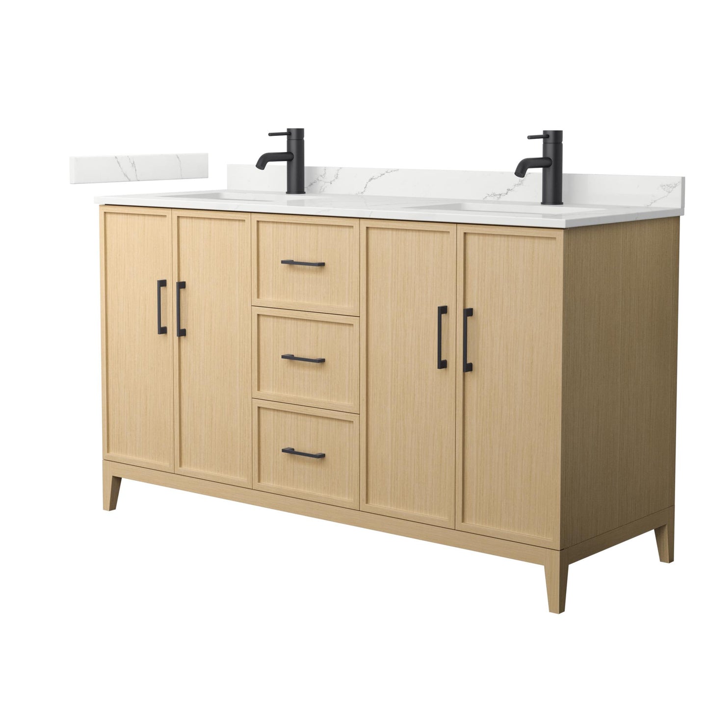 Elan Bathroom Vanity with Countertop 60 inch Double Sink Single hole Faucet Setup